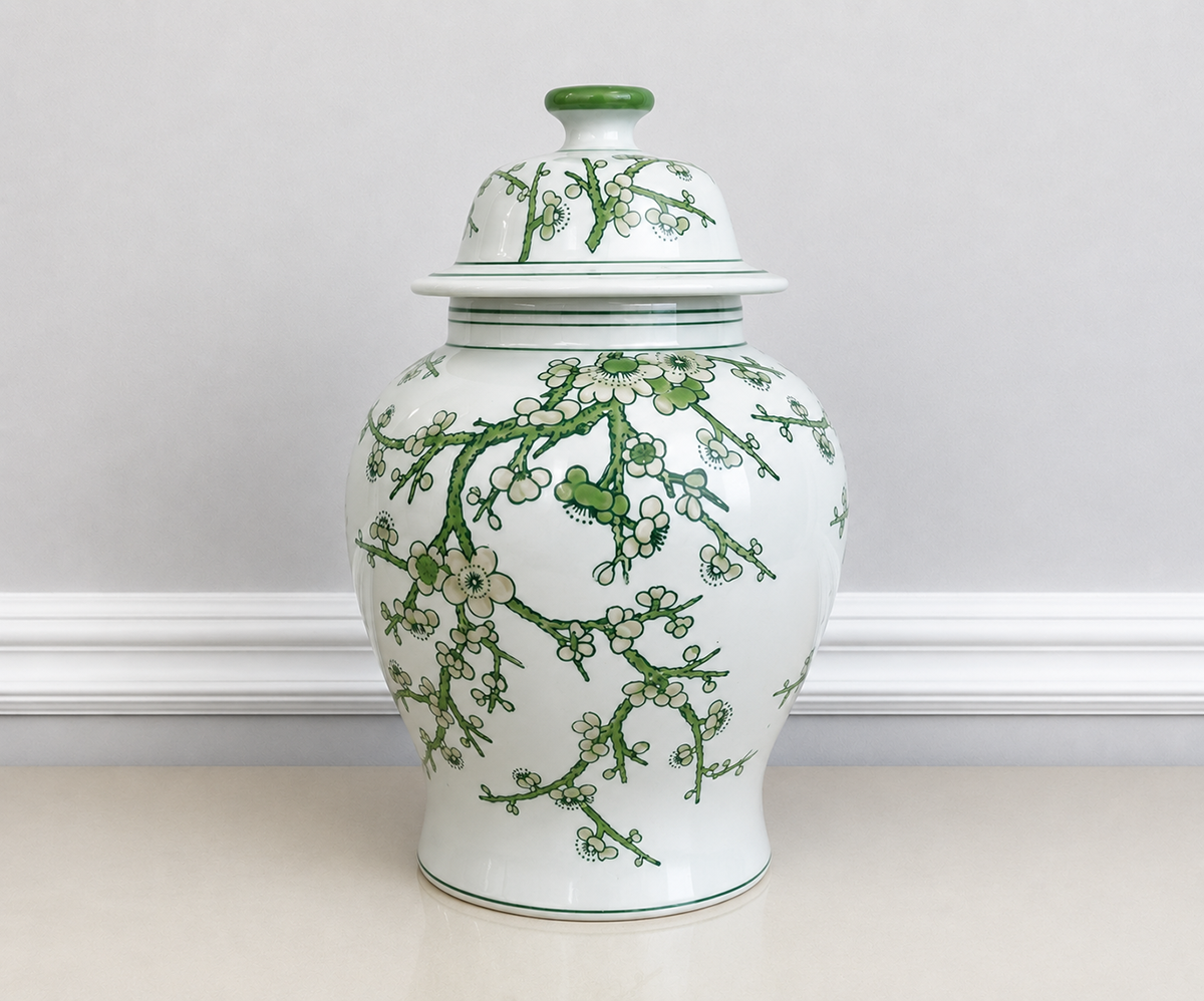 Orchard Bloom 17.5" Ginger Jar with Lid
