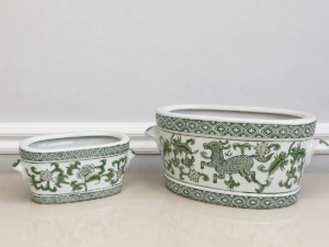 Jade Dynasty - Set of 2 Oval Planters