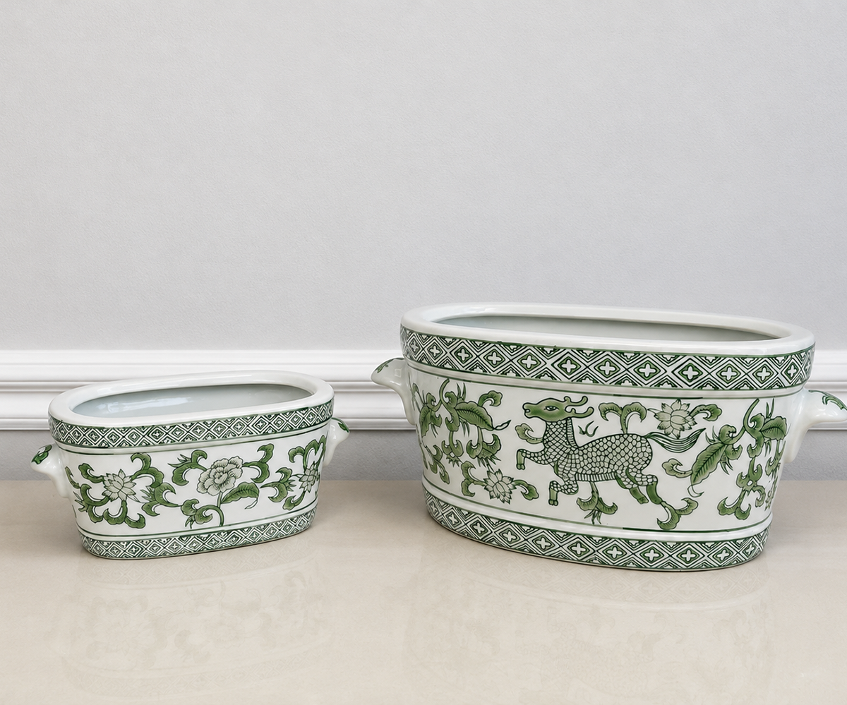 Jade Dynasty - Set of 2 Oval Planters