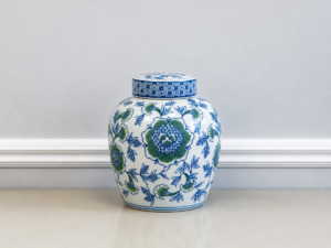 8.5" Moutan Peony Jar with Flat Lid