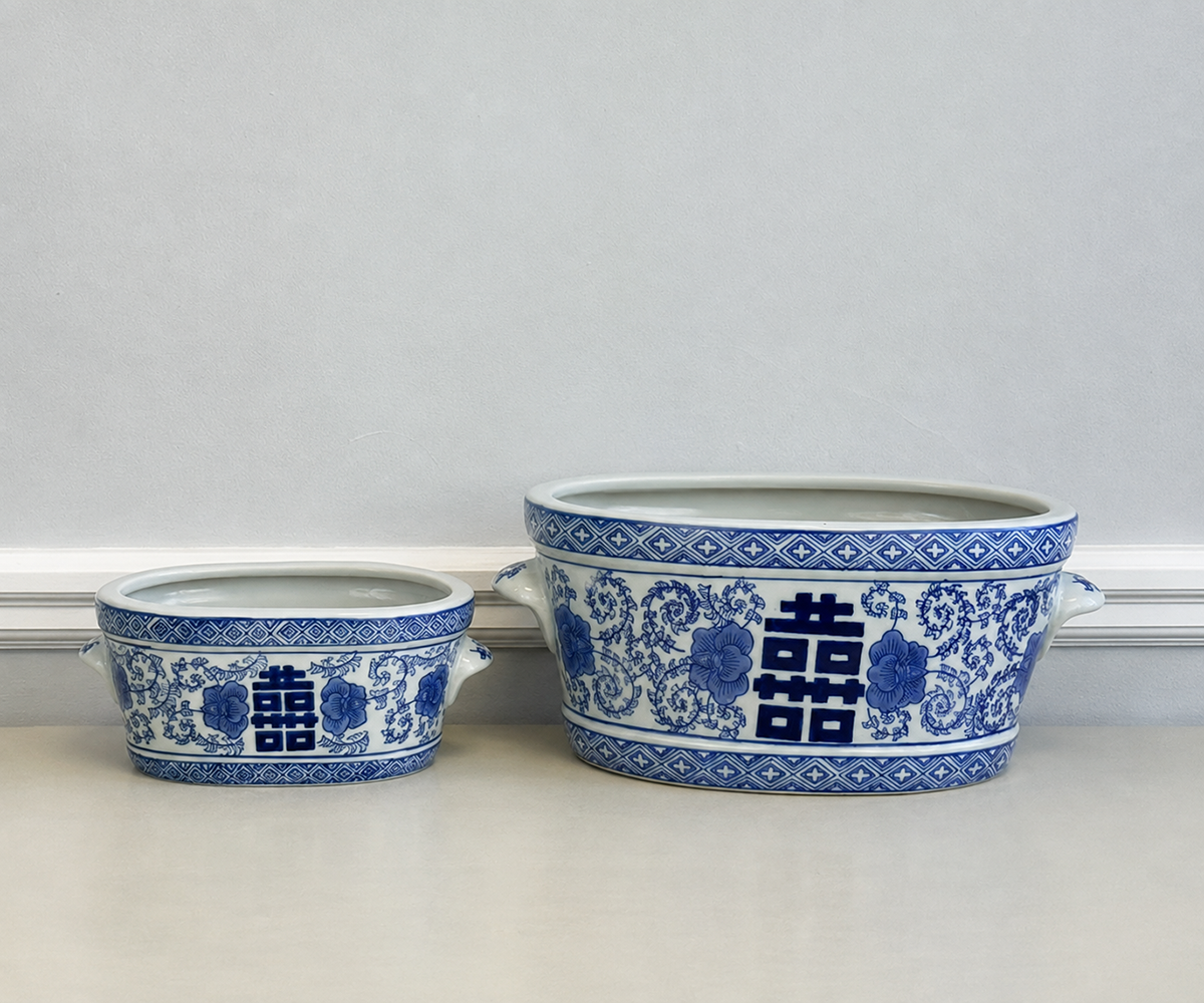 Double Happiness - Set of 2 Oval Planters