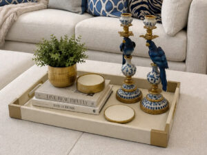 Set of 4 Faux Leather Coasters in Cream