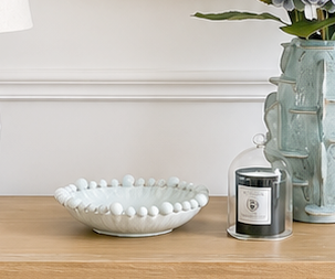 Bertie Round Bobble Bowl in Barely Blue - Extra Small