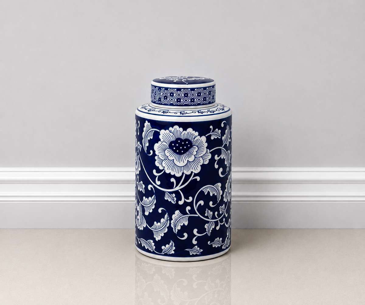 Lotus 10" Cylinder Jar with Lid
