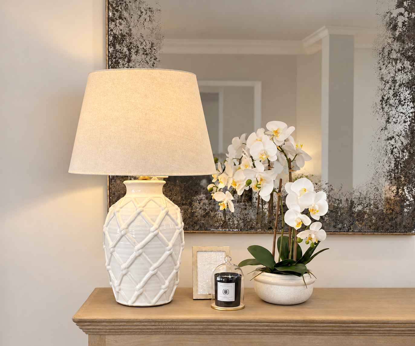 PRE-ORDER - Finola Lamp & Shade in Lucent White