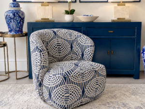 Clara Swivel Chair in Mondello Indigo