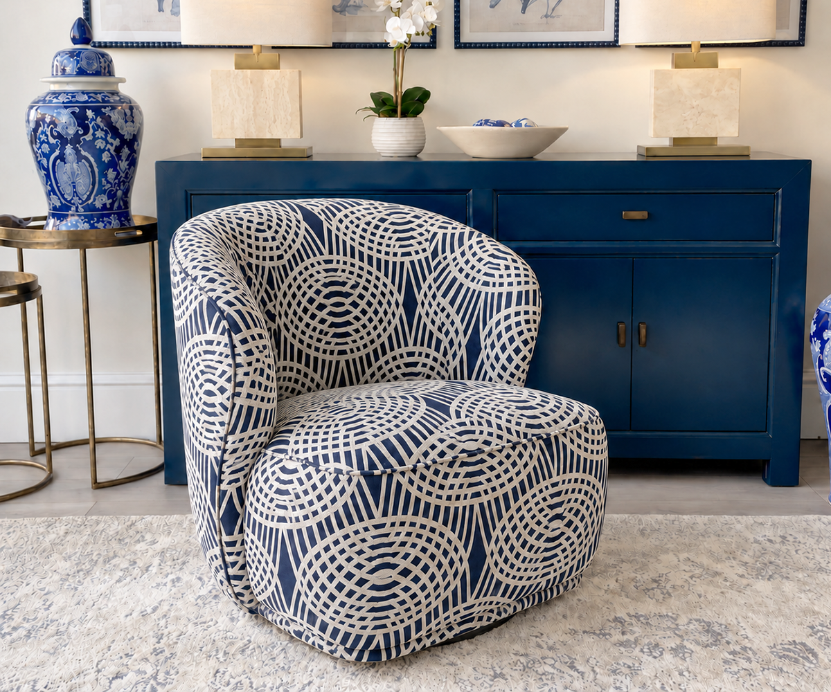 Clara Swivel Chair in Mondello Indigo