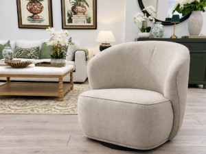 PRE-ORDER - Clara Swivel Chair in Sandstone