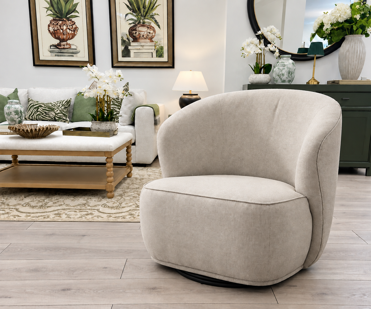 PRE-ORDER - Clara Swivel Chair in Sandstone