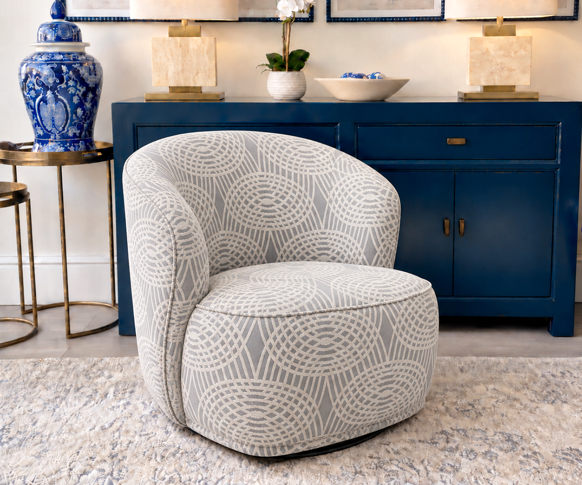PRE-ORDER - Clara Swivel Chair in Mondello Silver