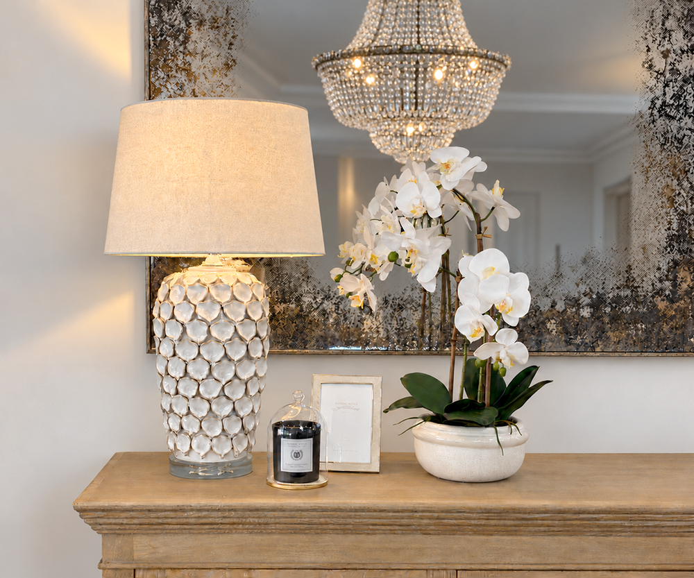 PRE-ORDER - Flora Lamp & Shade in Lucent White